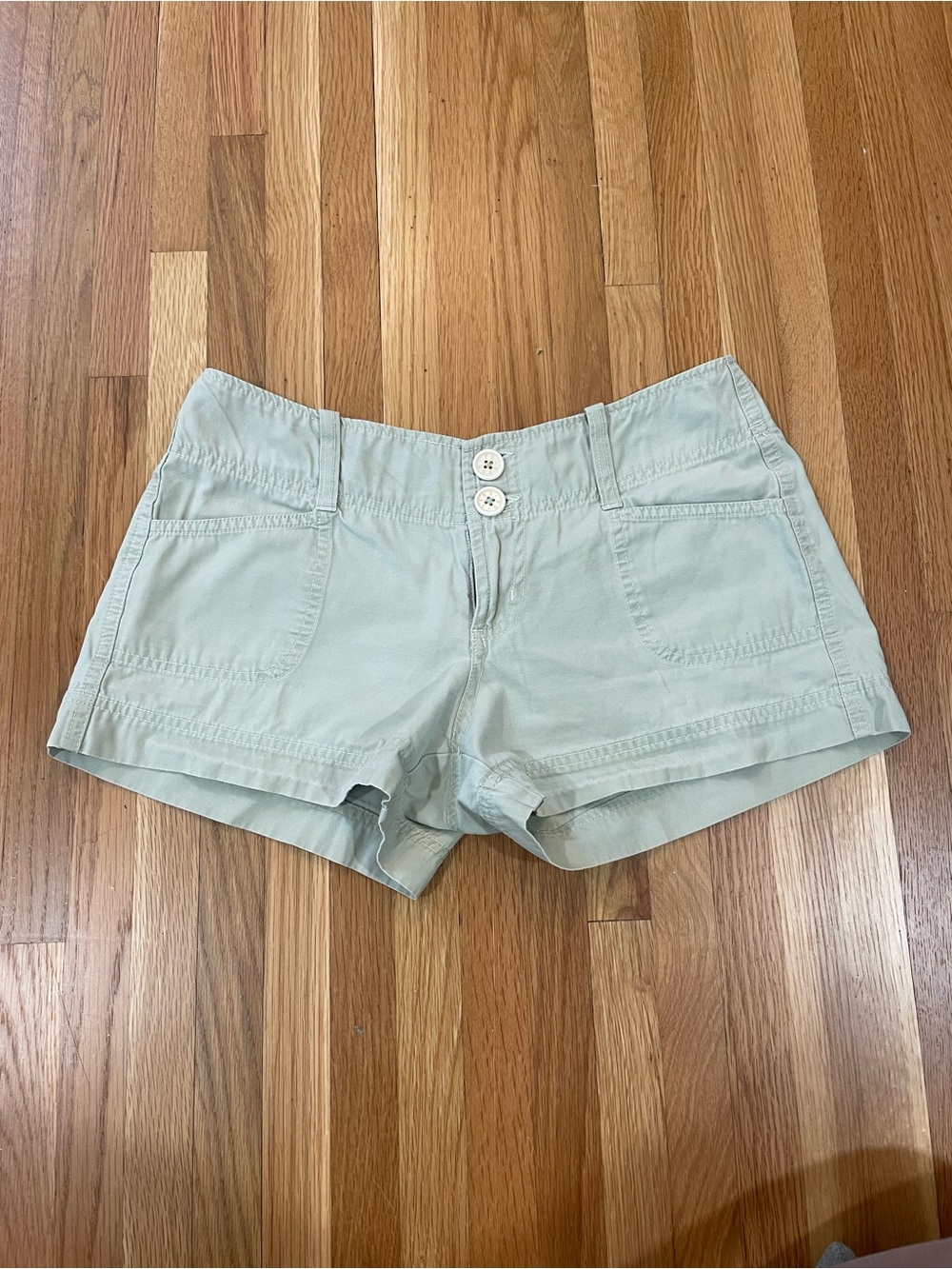 Y2K Light Khaki Low Rise Cotton Short Shorts - Juniors Size 5
